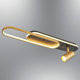 Opviq Aplique de pared negro y dorado con detalles acrílicos